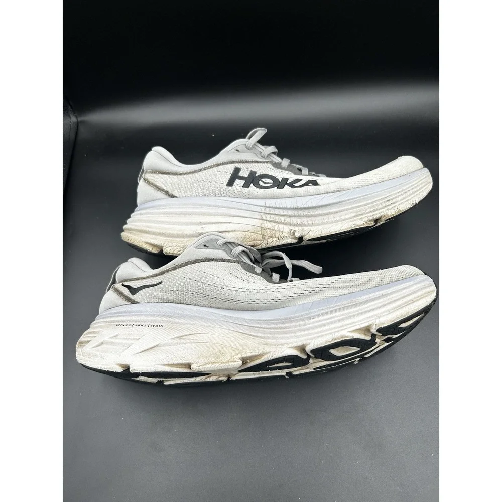 Hoka One One Bondi 8 Sharkskin Men Size 10.5 Lace Up  Running Walking